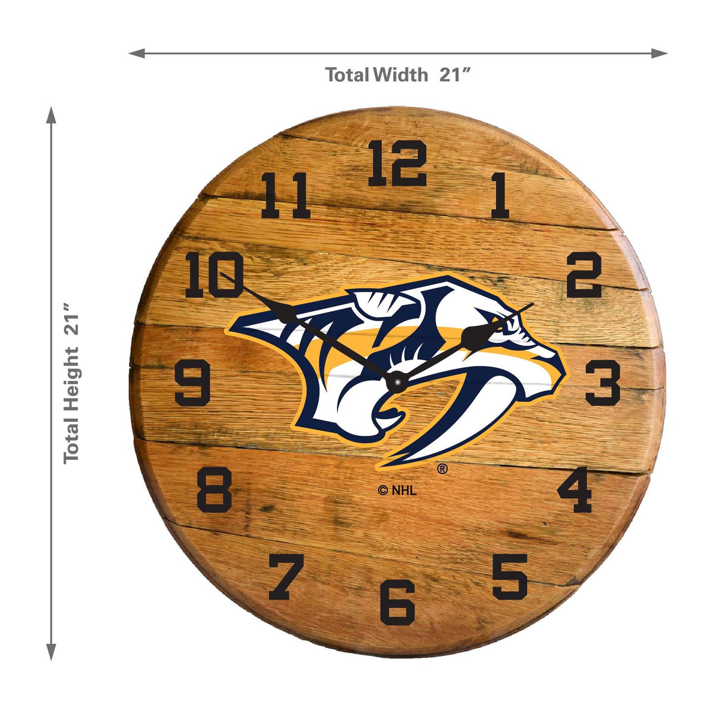 Nashville Predators whiskey barrel wall clock dimensions