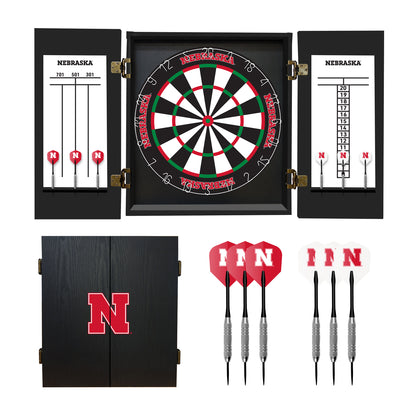 Nebraska Cornhuskers Dart Board Cabinet Set