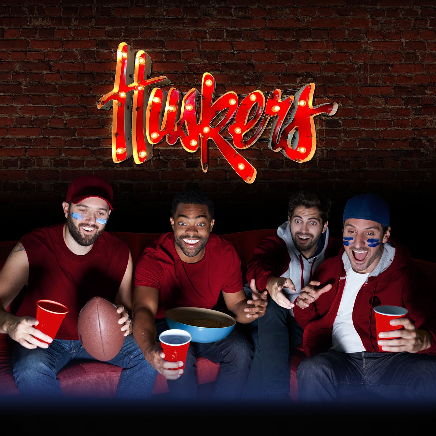 Nebraska Cornhuskers lighted metal man cave sign