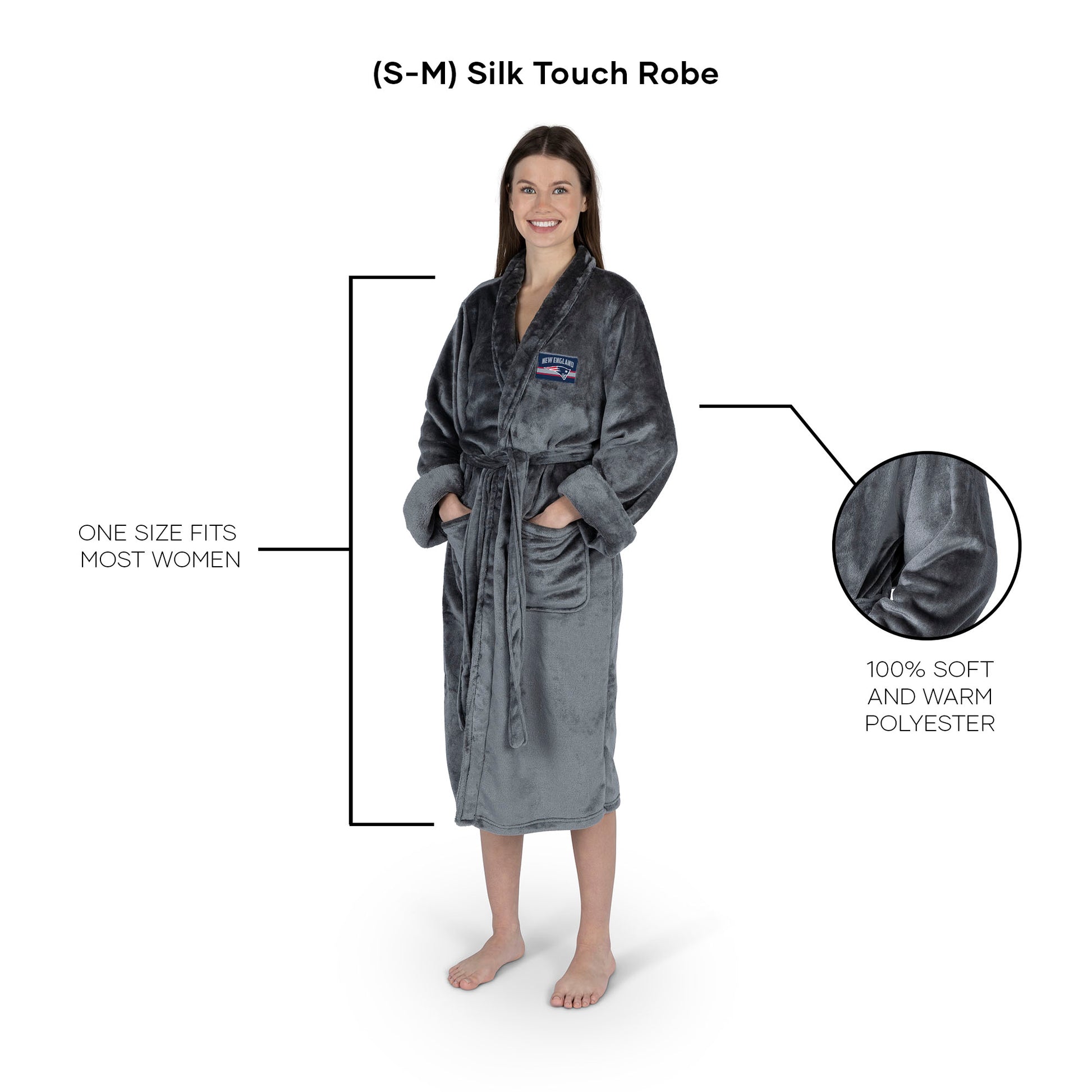 New England Patriots silk touch charcoal women bathrobe