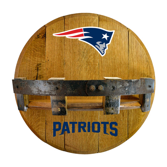 New England Patriots whiskey barrel shelf