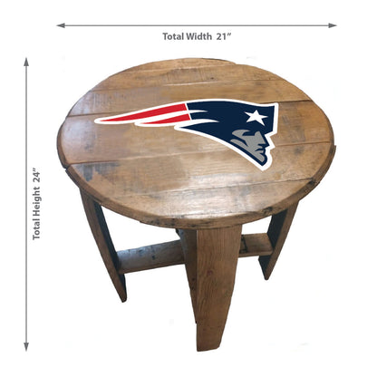 New England Patriots whiskey barrel end table dimensions