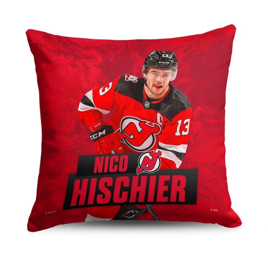 New Jersey Devils Nico Hischier throw pillow