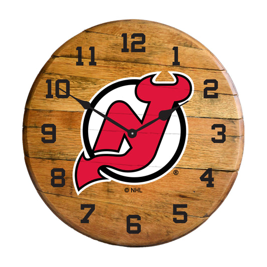 New Jersey Devils whiskey barrel wall clock