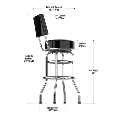 New Orleans Saints Chrome Barstool dimensions