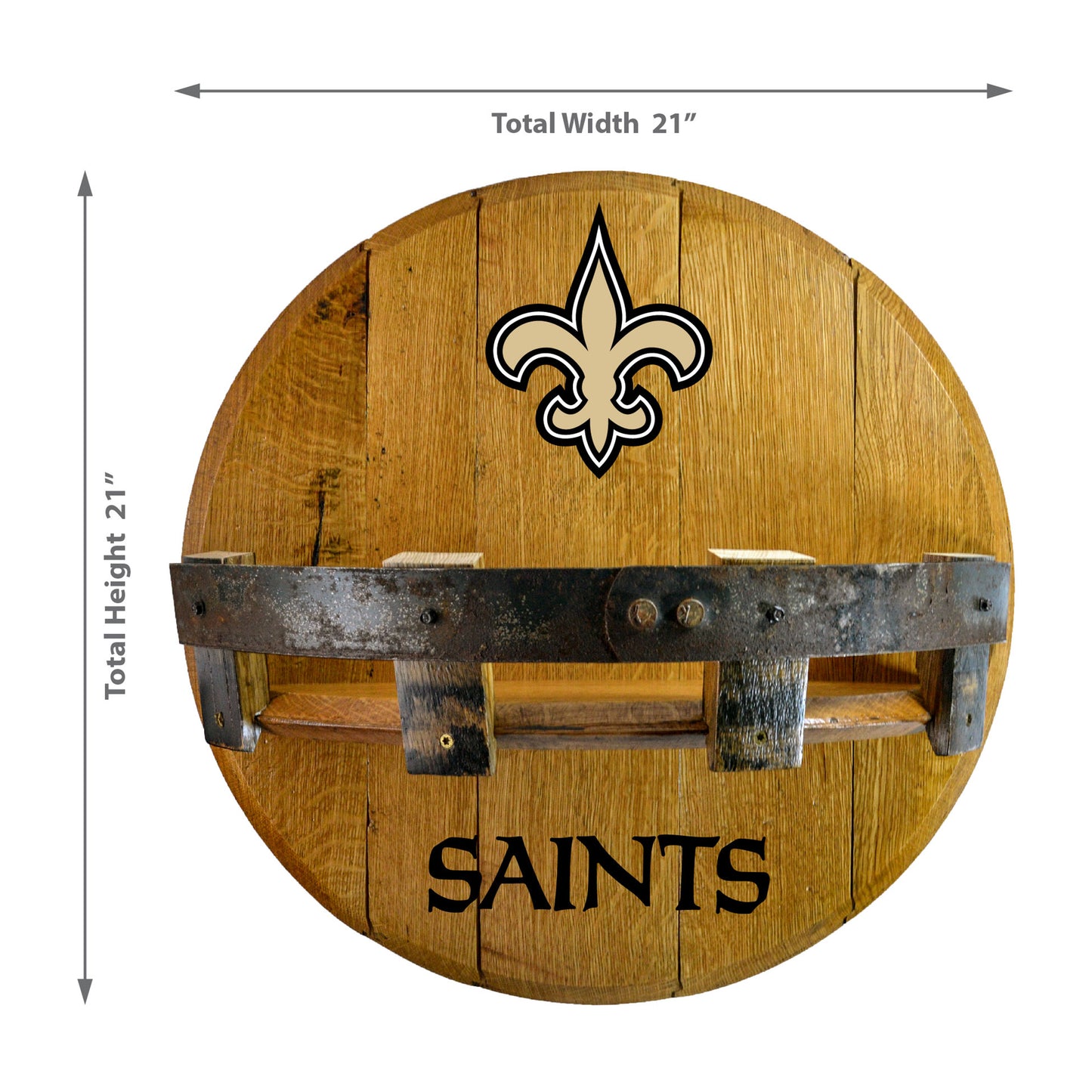 New Orleans Saints whiskey barrel shelf dimensions