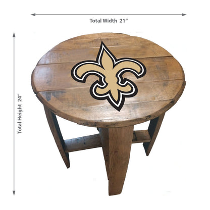 New Orleans Saints whiskey barrel end table dimensions