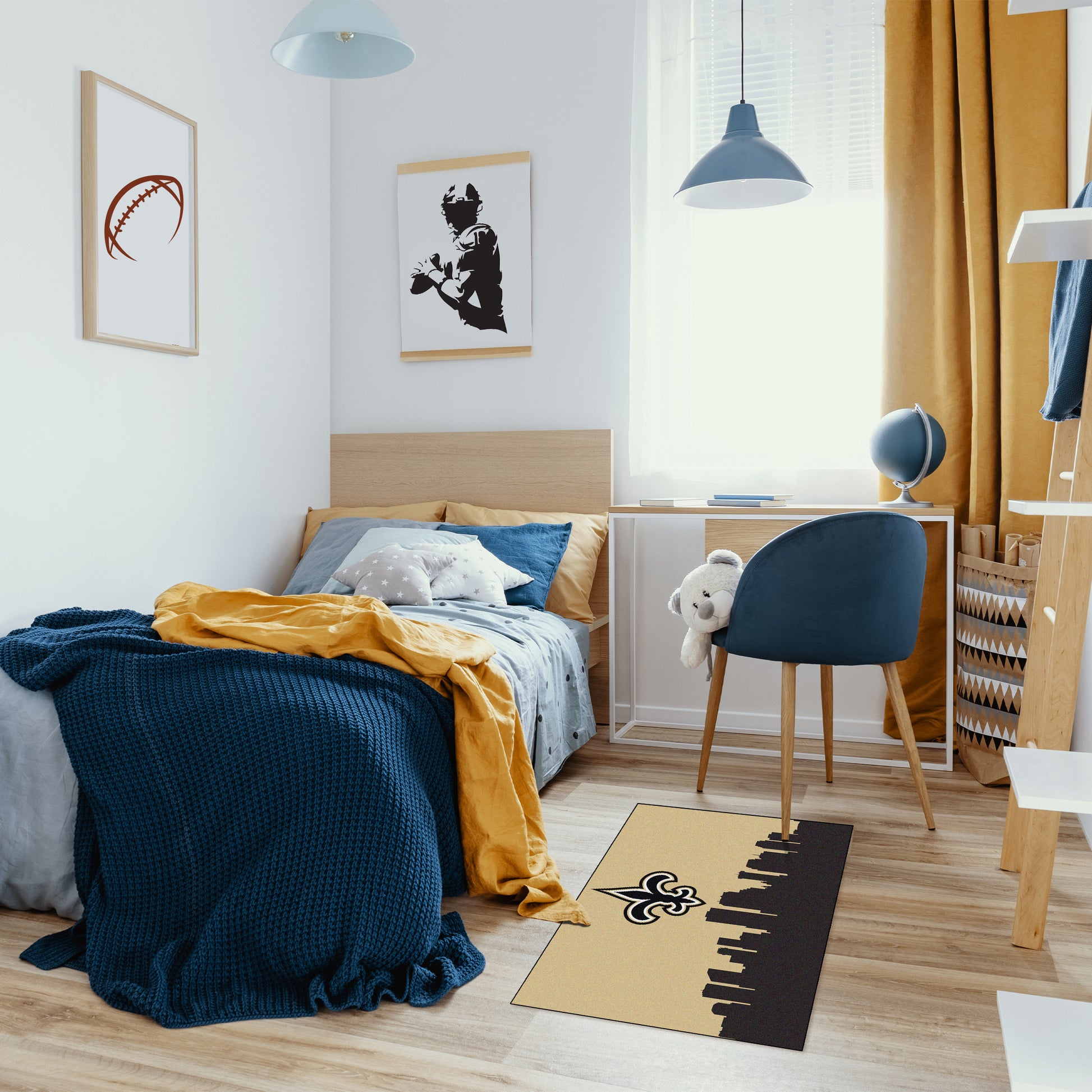 New Orleans Saints washable cityscape rug life