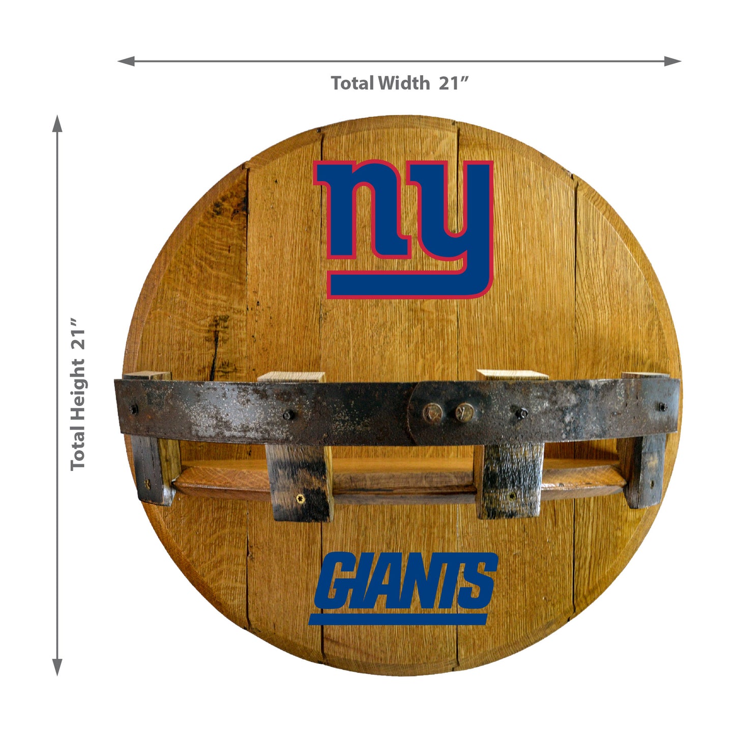 New York Giants whiskey barrel shelf dimensions