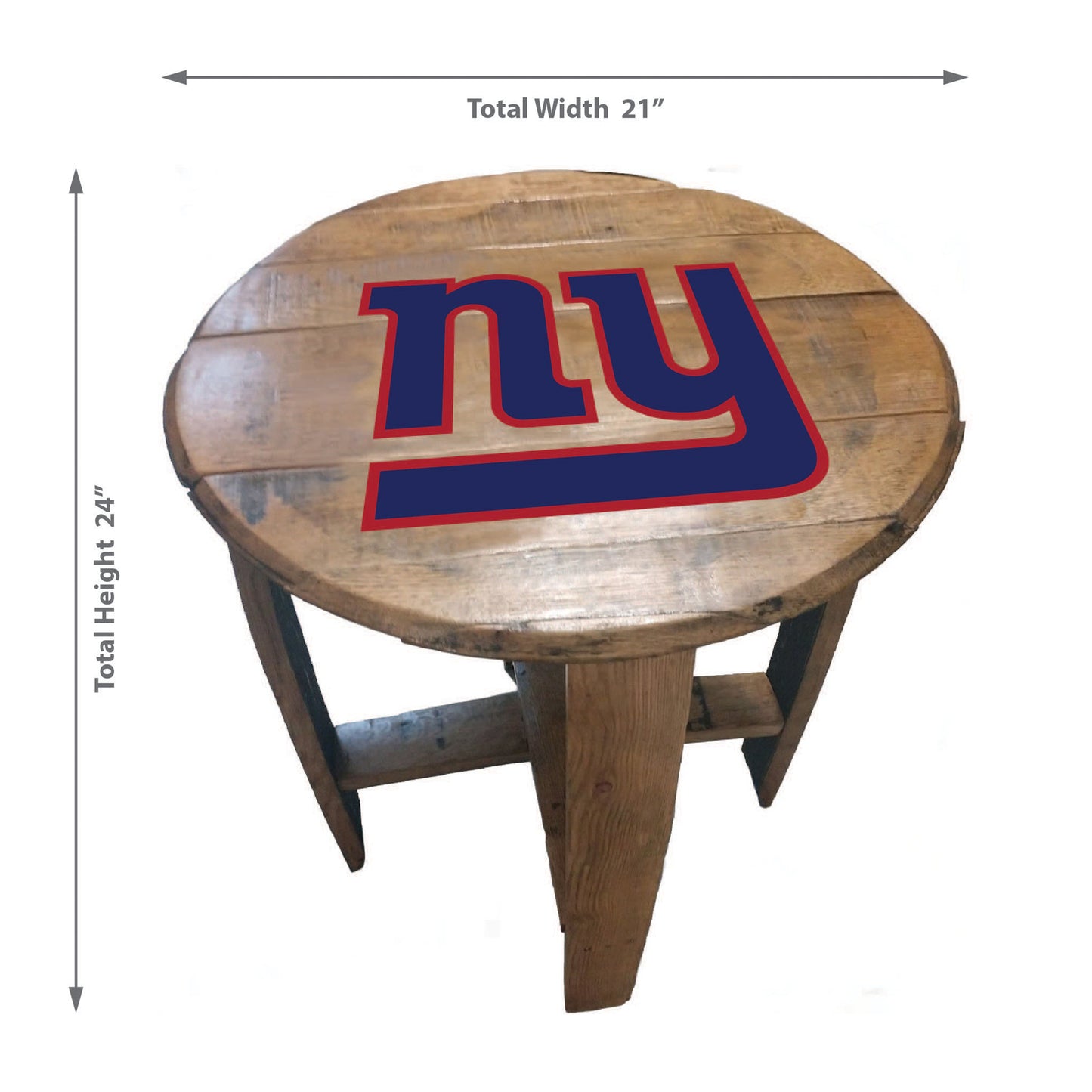 New York Giants whiskey barrel end table dimensions