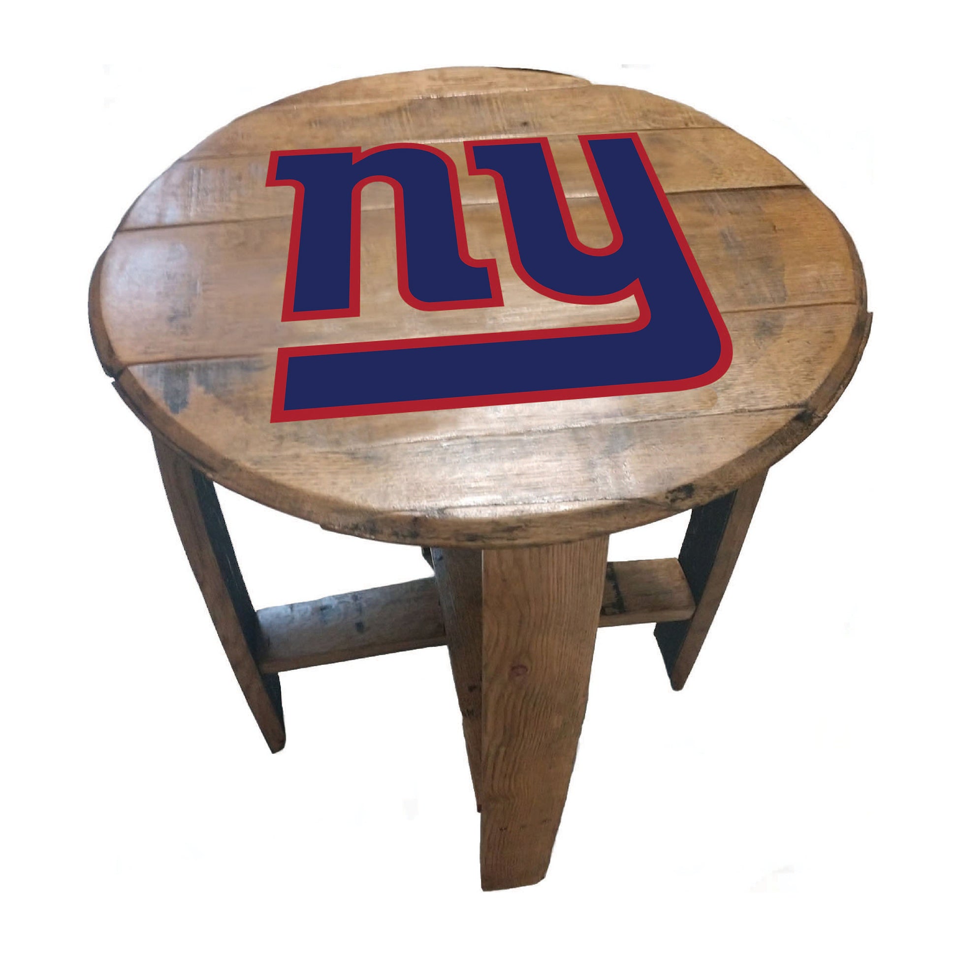 New York Giants whiskey barrel end table