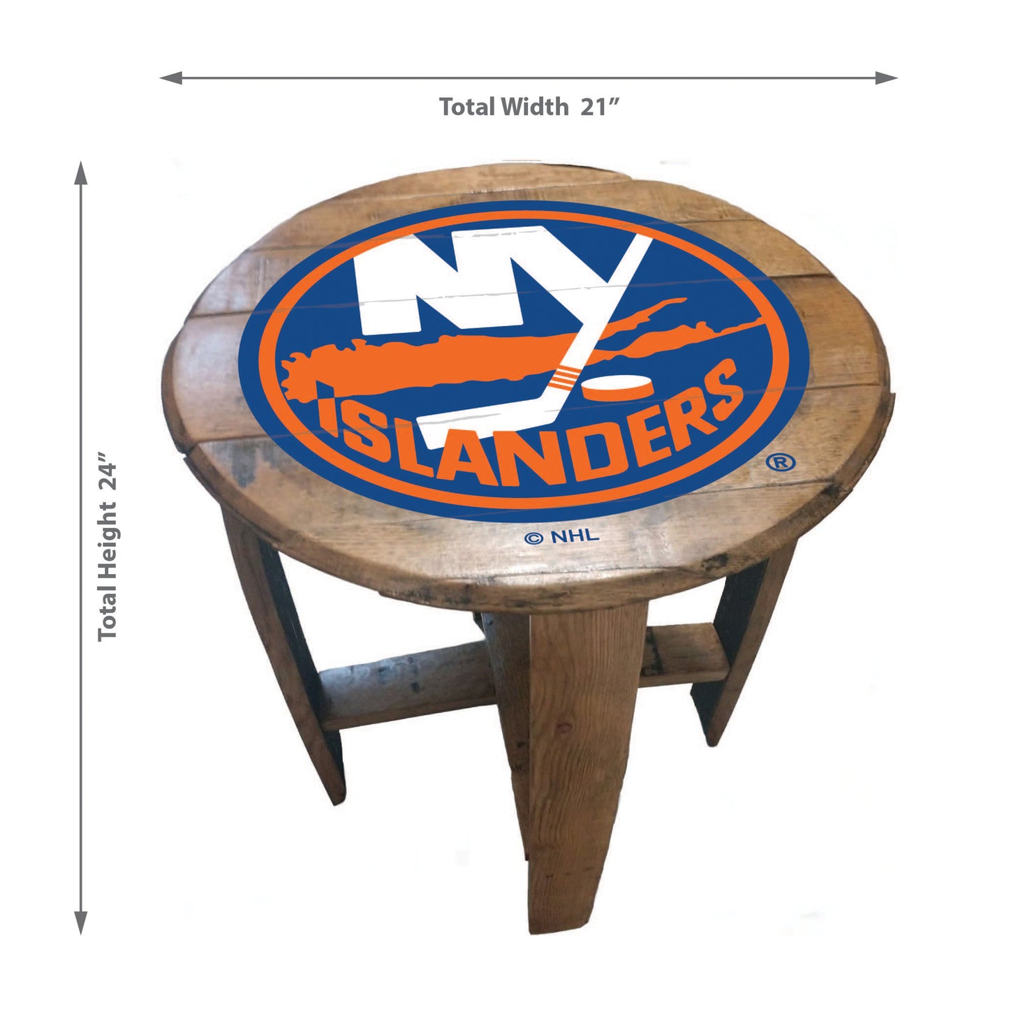 New York Islanders whiskey barrel end table dimensions