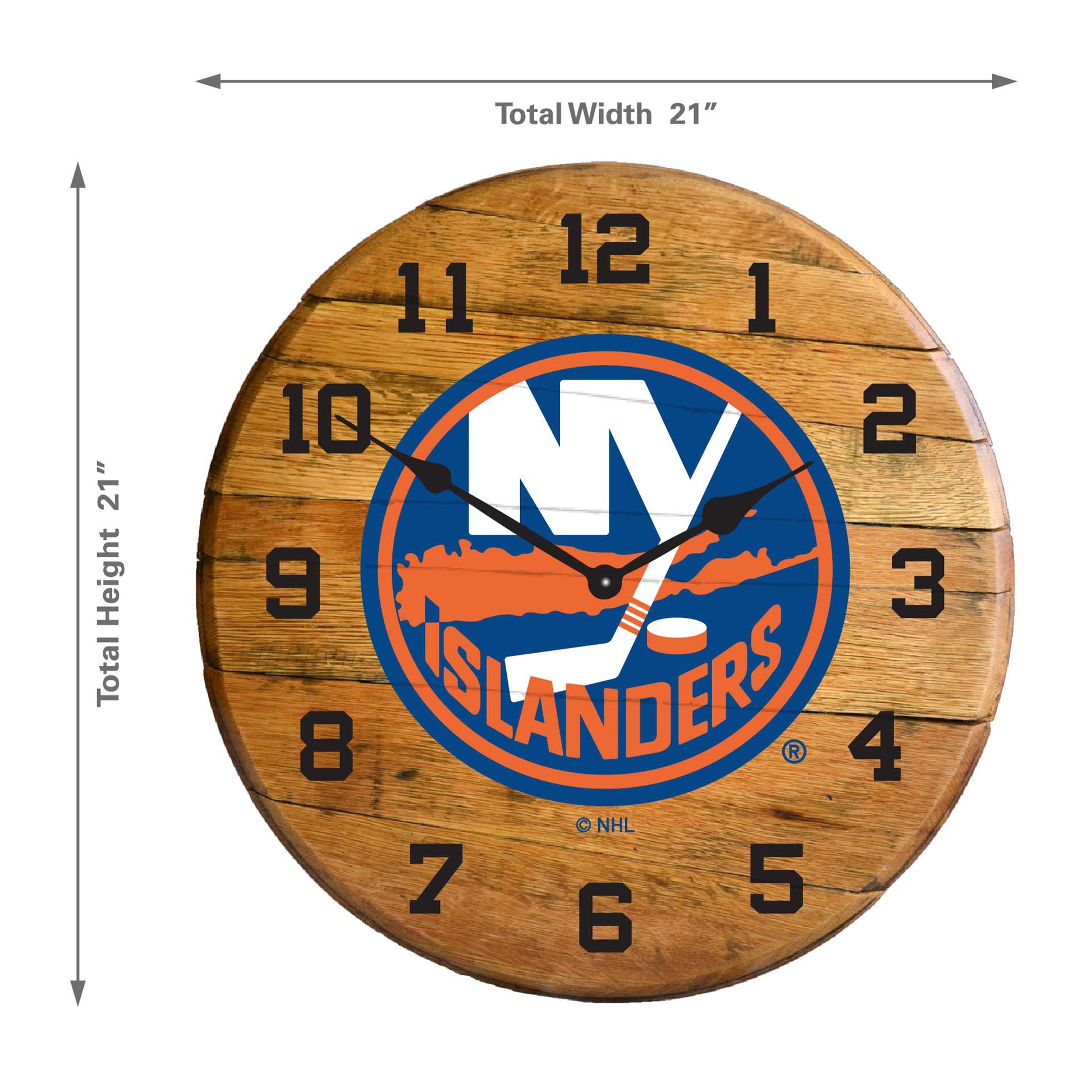 New York Islanders whiskey barrel wall clock dimensions
