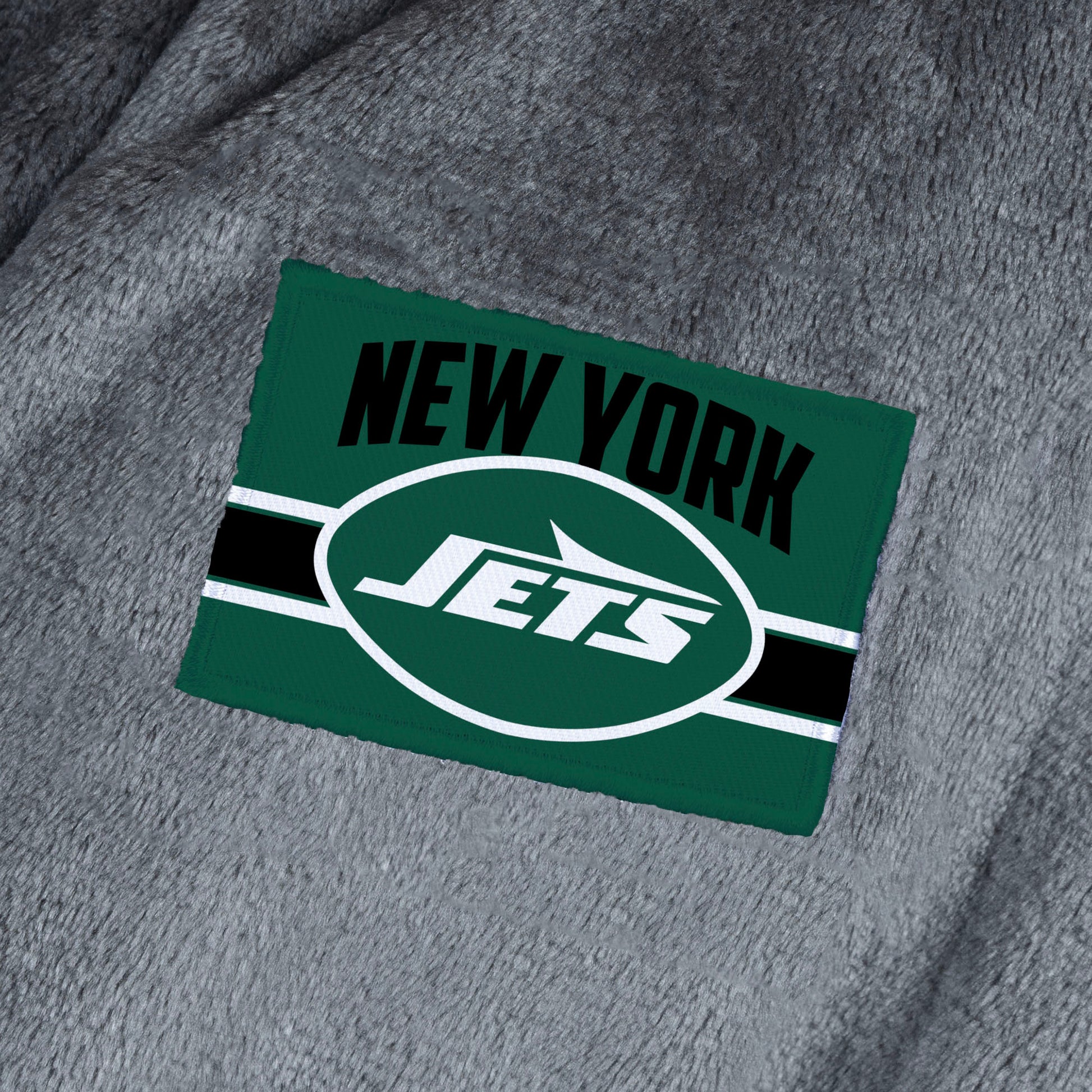 New York Jets silk touch charcoal bathrobe logo patch