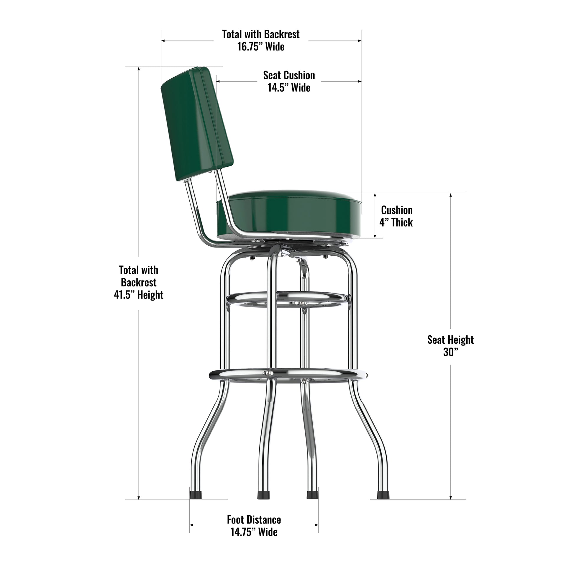 New York Jets Chrome Barstool dimensions