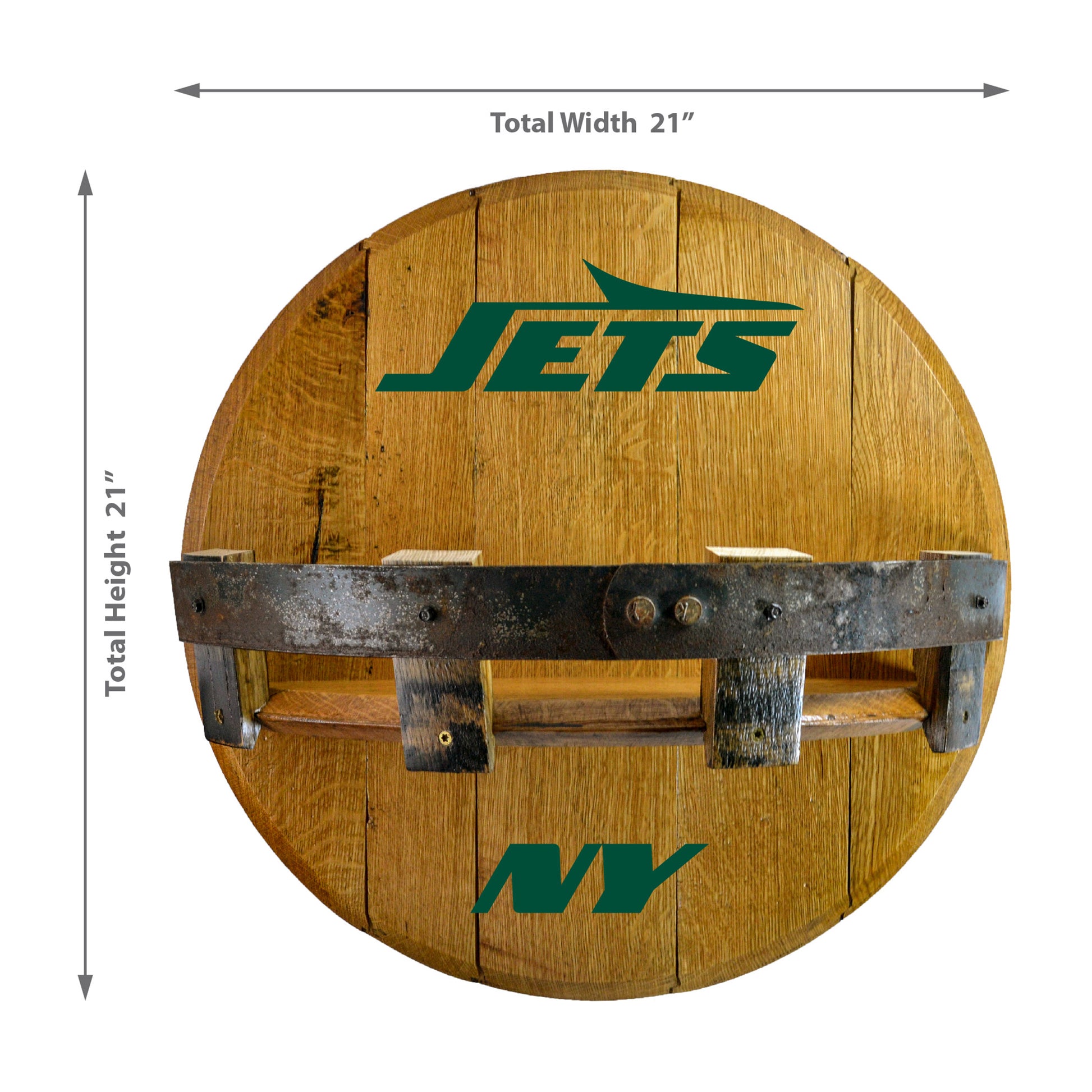 New York Jets whiskey barrel shelf dimensions