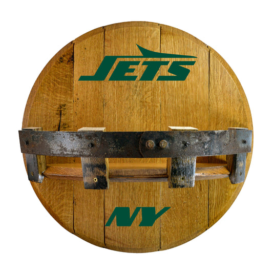 New York Jets whiskey barrel shelf