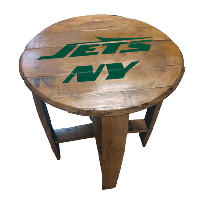 New York Jets whiskey barrel end table