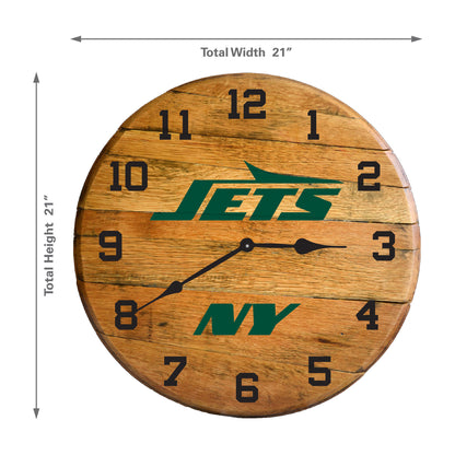 New York Jets whiskey barrel wall clock dimensions