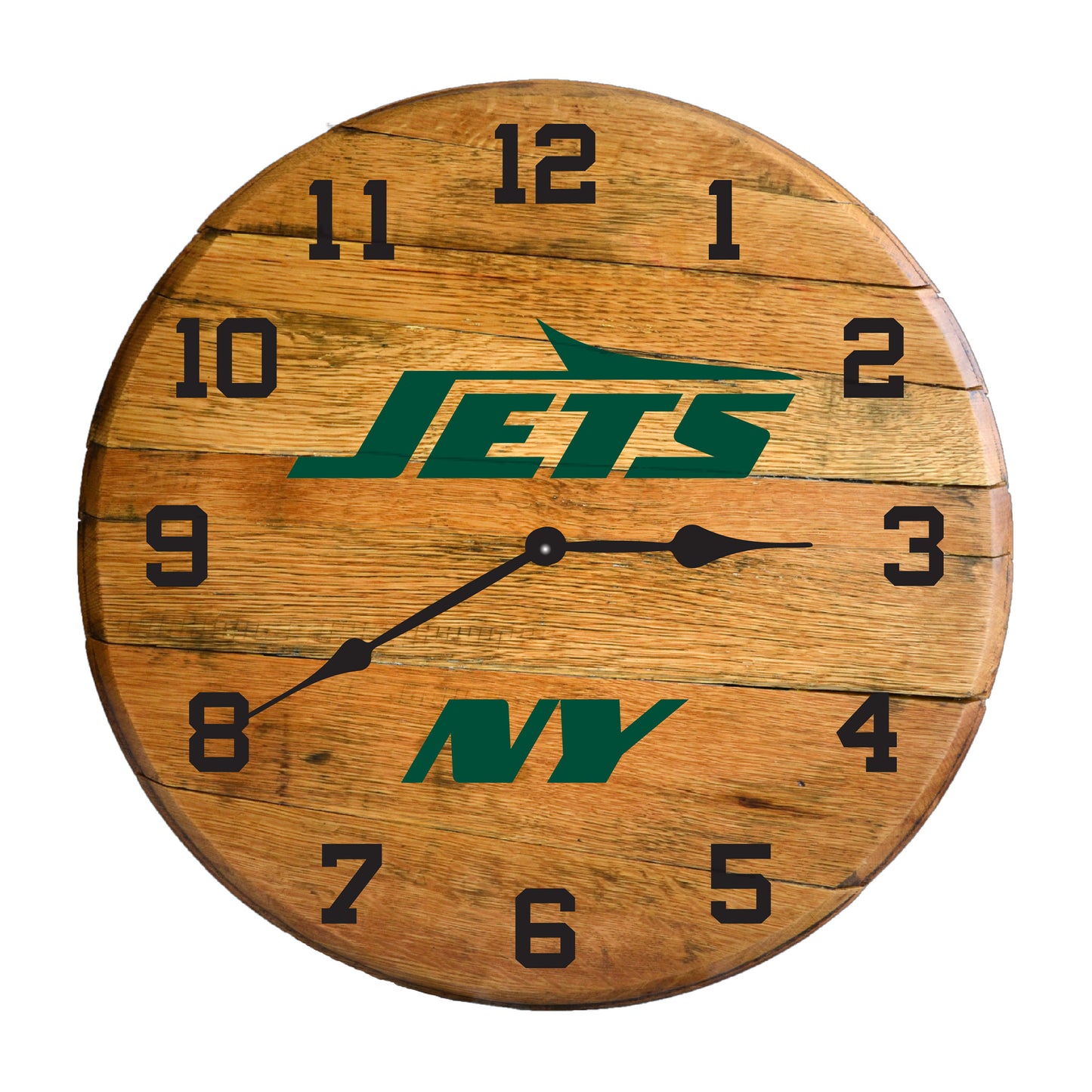 New York Jets whiskey barrel wall clock