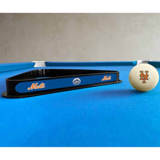 New York Mets triangle rack and cue ball set