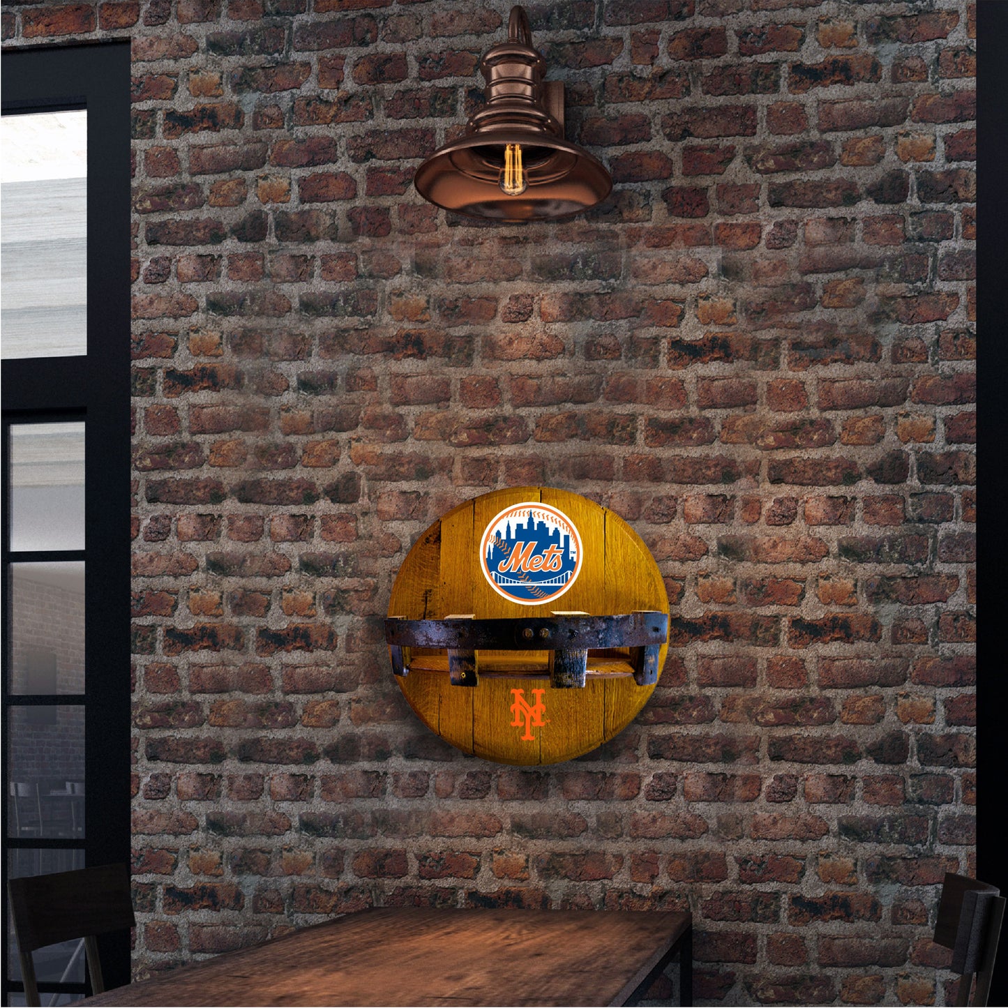New York Mets whiskey barrel shelf lifestyle