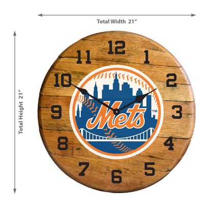 New York Mets whiskey barrel wall clock dimensions