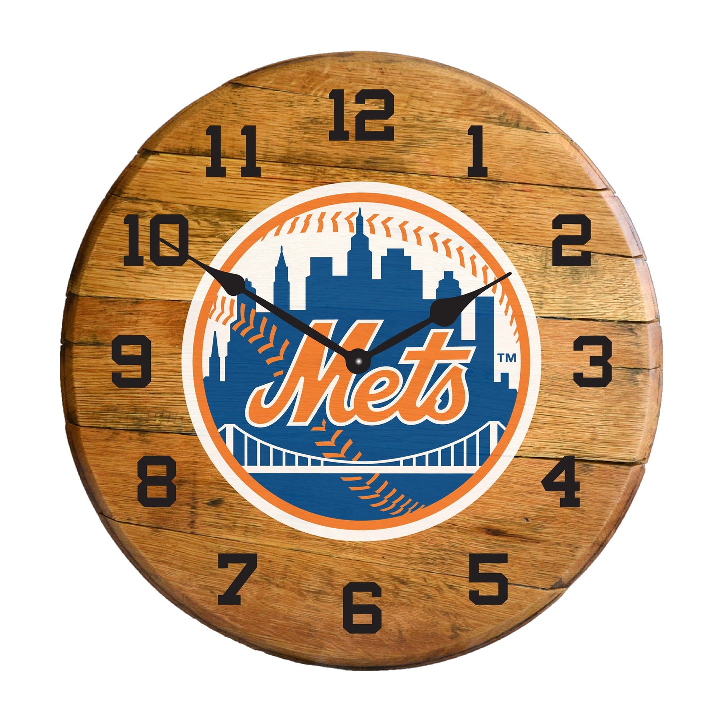 New York Mets whiskey barrel wall clock