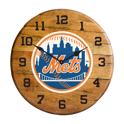 New York Mets whiskey barrel wall clock