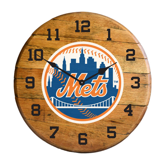 New York Mets whiskey barrel wall clock