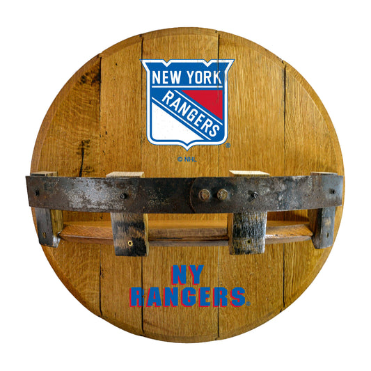 New York Rangers whiskey barrel shelf