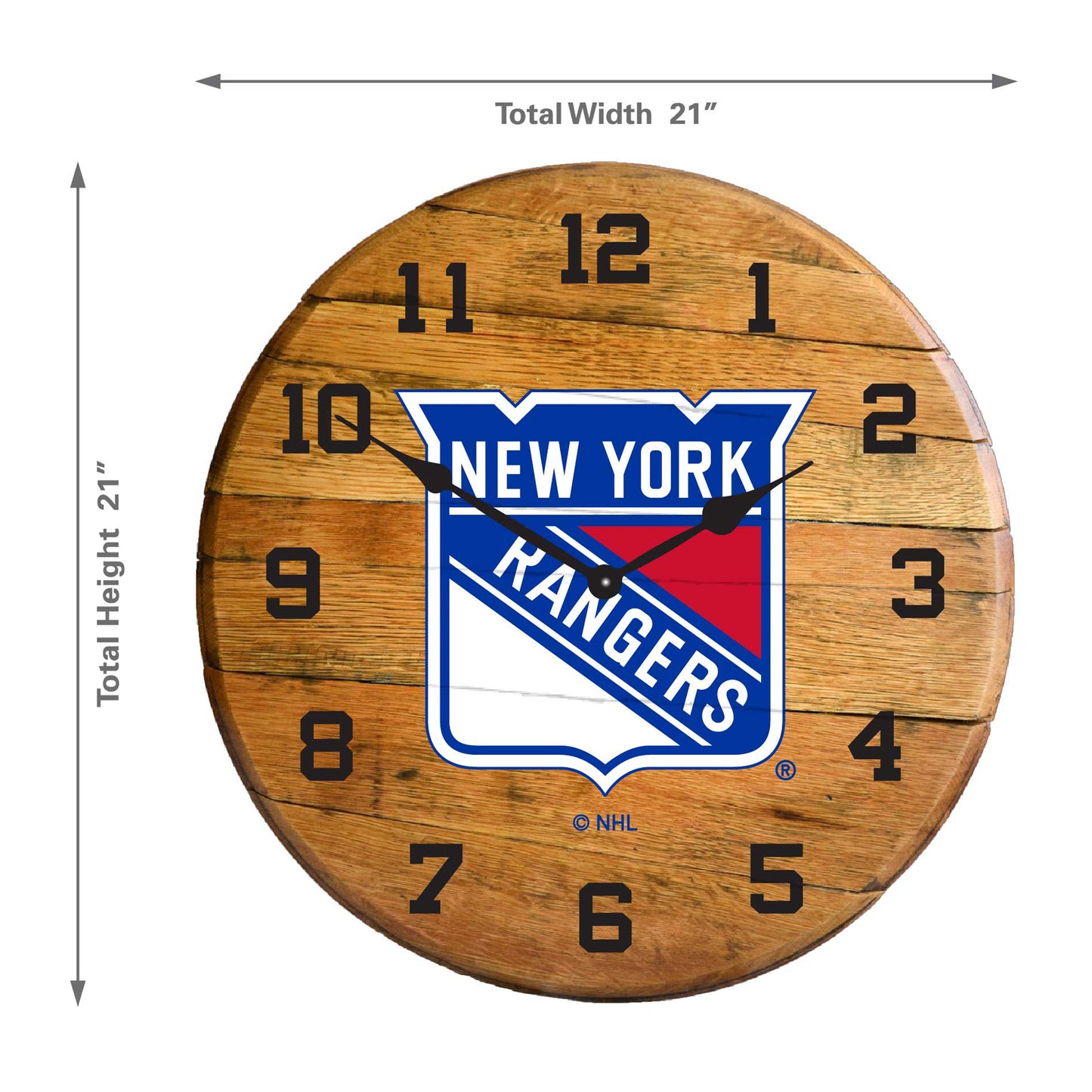 New York Rangers whiskey barrel wall clock dimensions