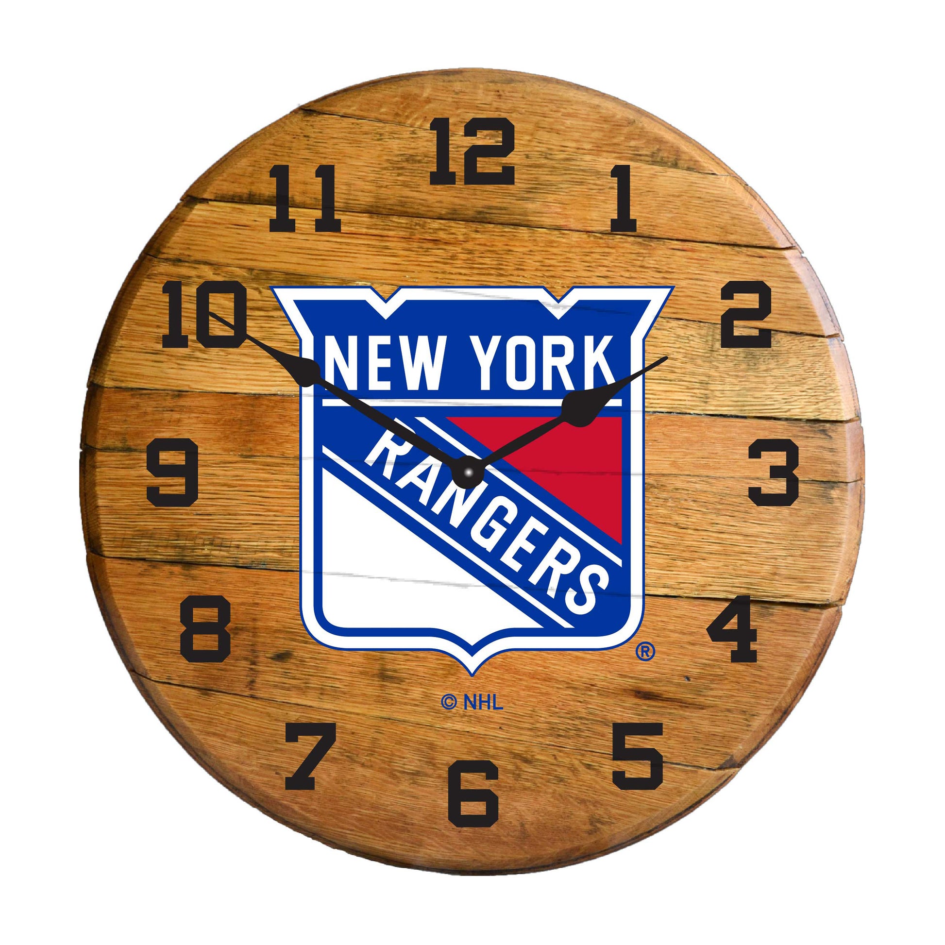 New York Rangers whiskey barrel wall clock