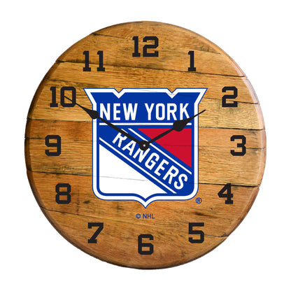 New York Rangers whiskey barrel wall clock