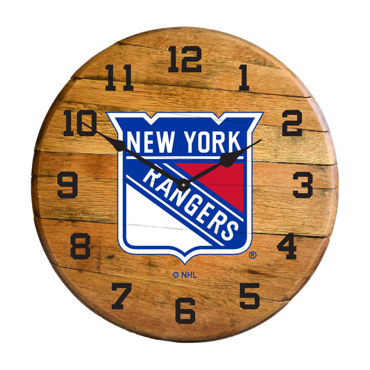 New York Rangers whiskey barrel wall clock