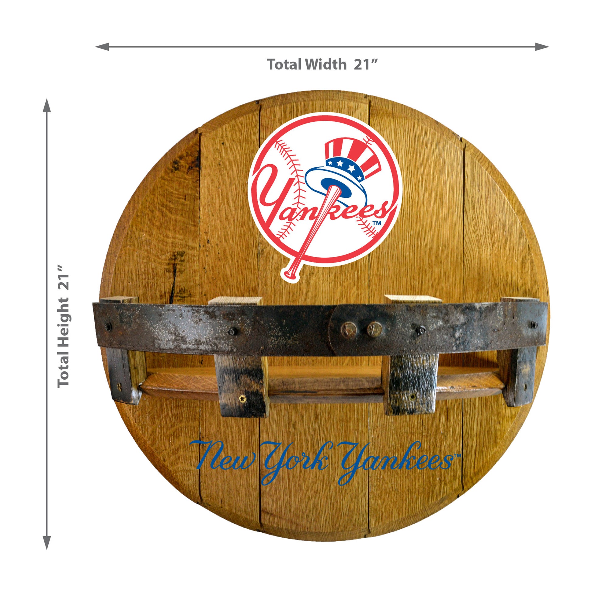 New York Yankees whiskey barrel shelf dimensions