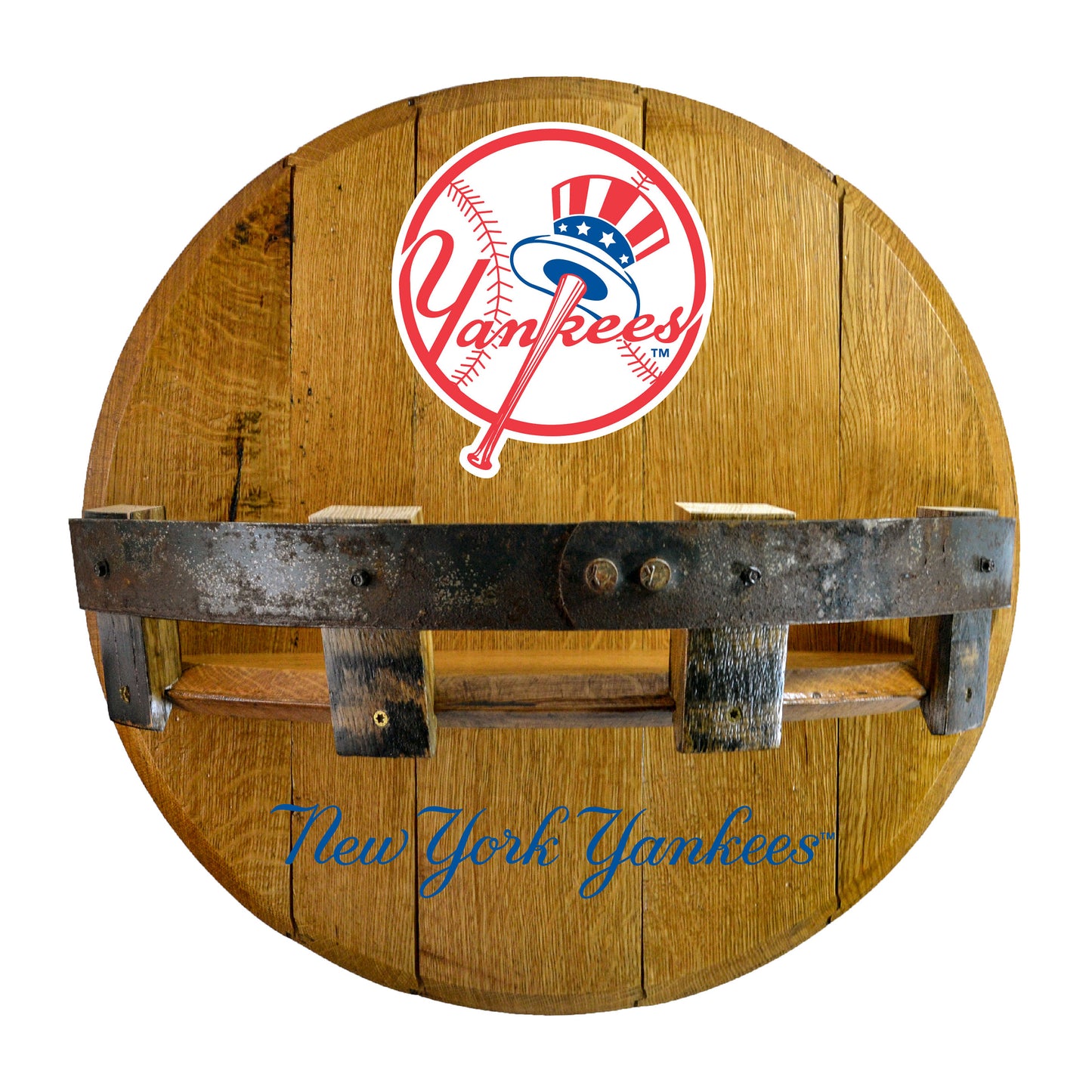 New York Yankees whiskey barrel shelf