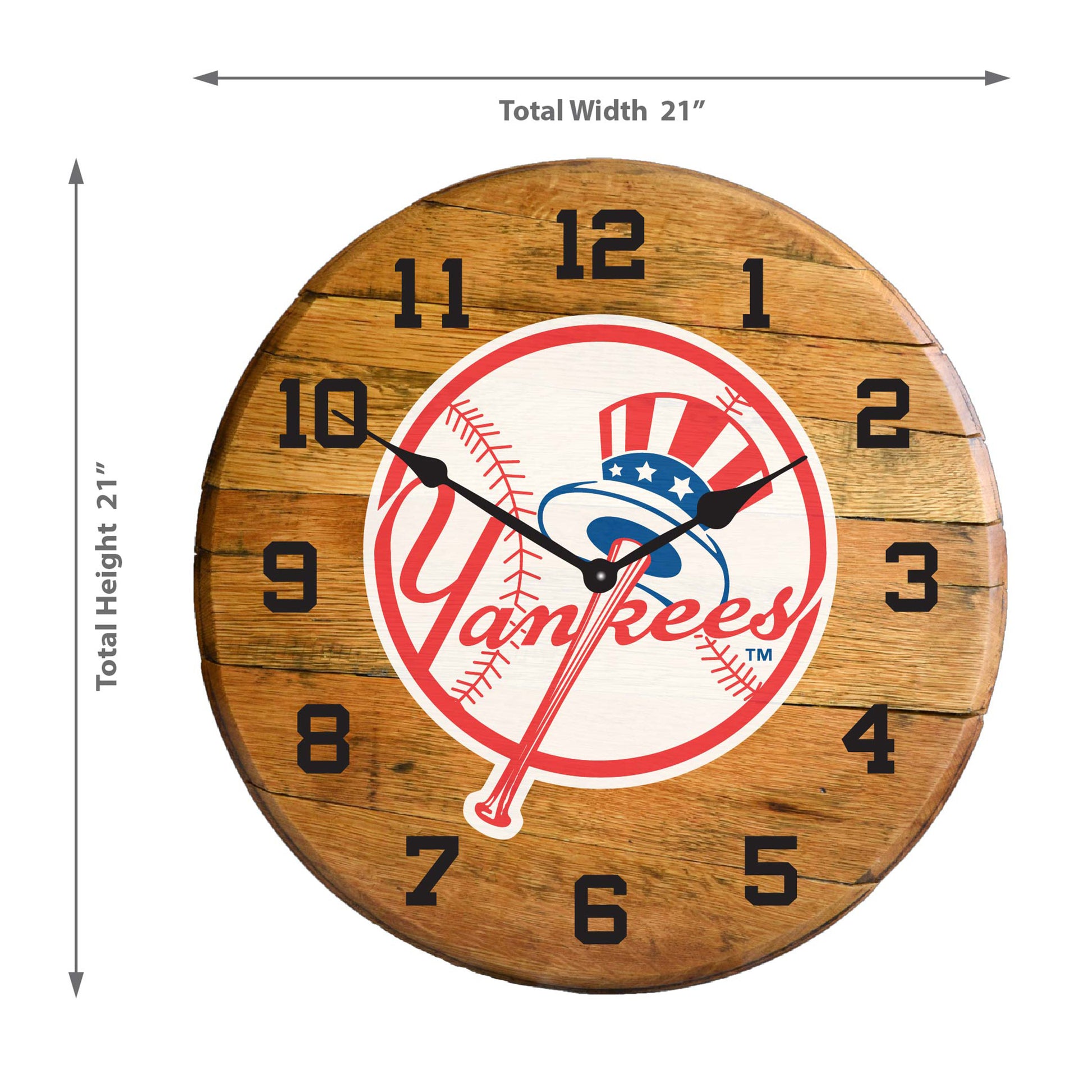 New York Yankees whiskey barrel wall clock dimensions