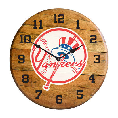 New York Yankees whiskey barrel wall clock