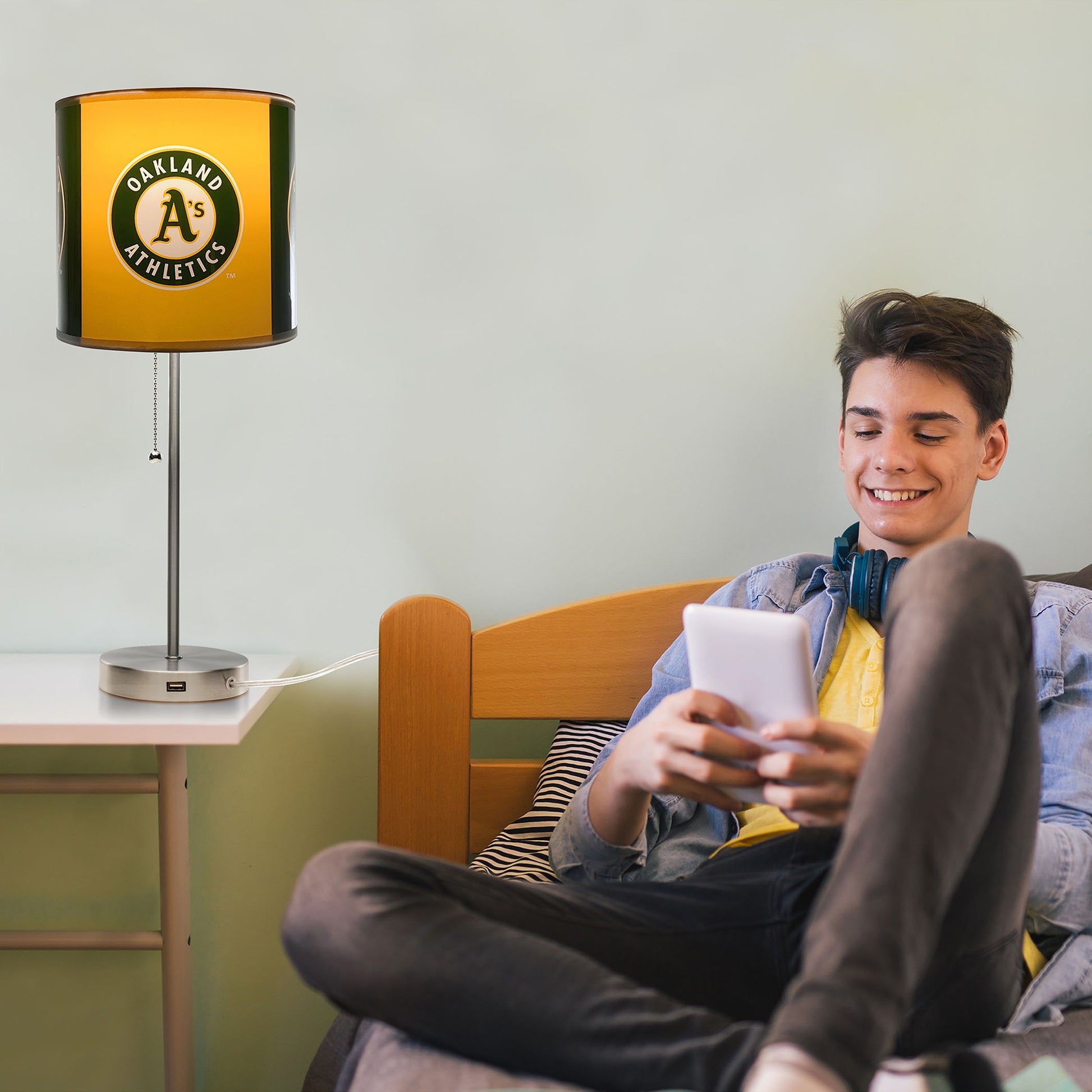 Oakland A's reading lamp