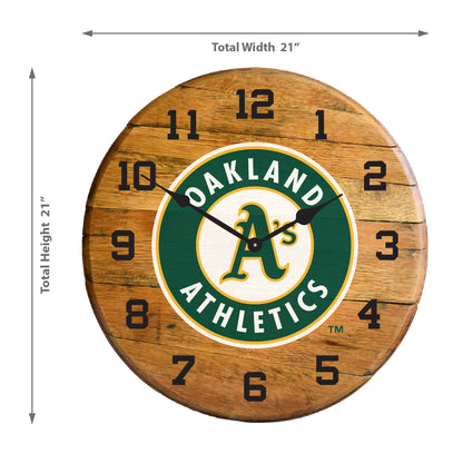 Oakland A's whiskey barrel wall clock dimensions
