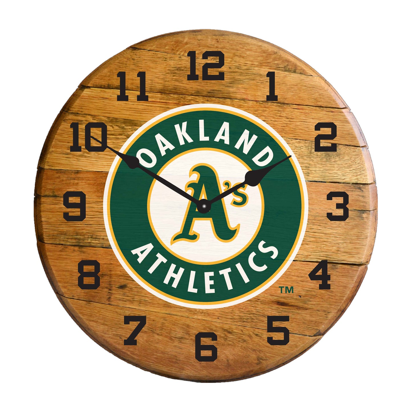 Oakland A's whiskey barrel wall clock