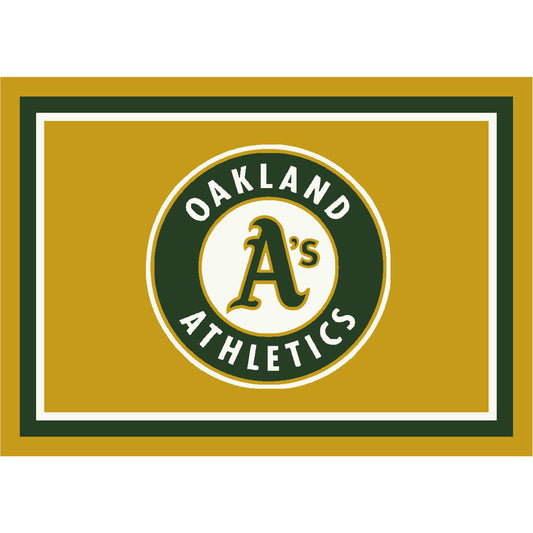 Oakland A's distressed style area rug