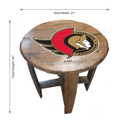 Ottawa Senators whiskey barrel end table dimensions