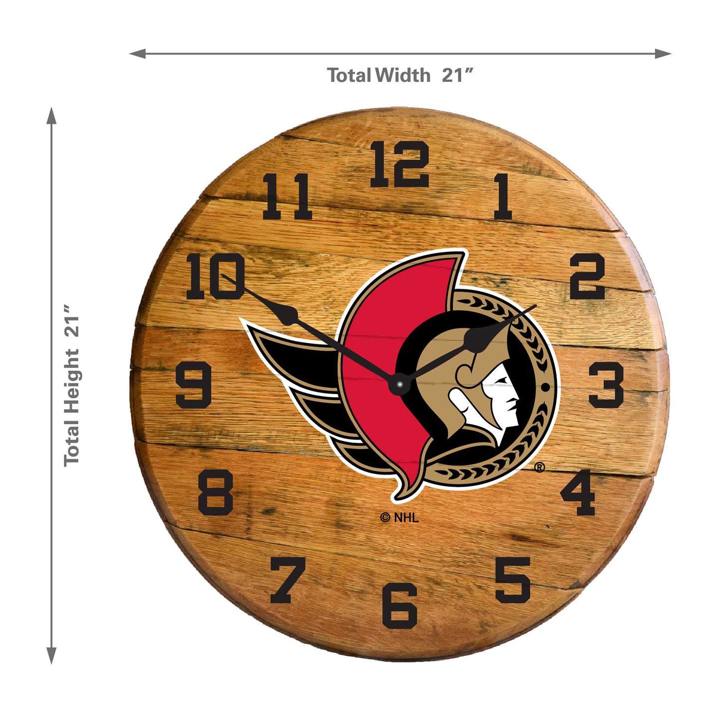Ottawa Senators whiskey barrel wall clock dimensions