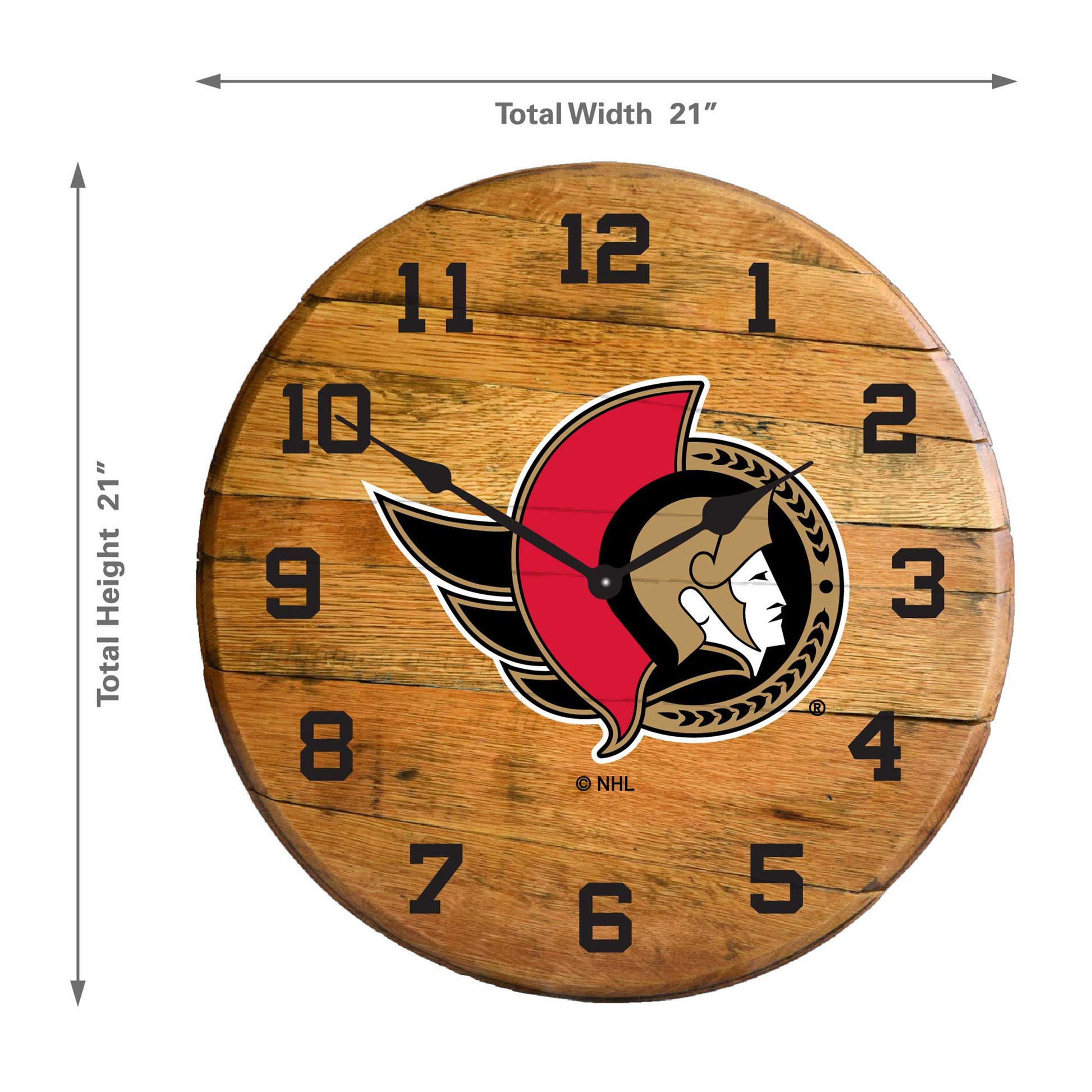 Ottawa Senators whiskey barrel wall clock dimensions