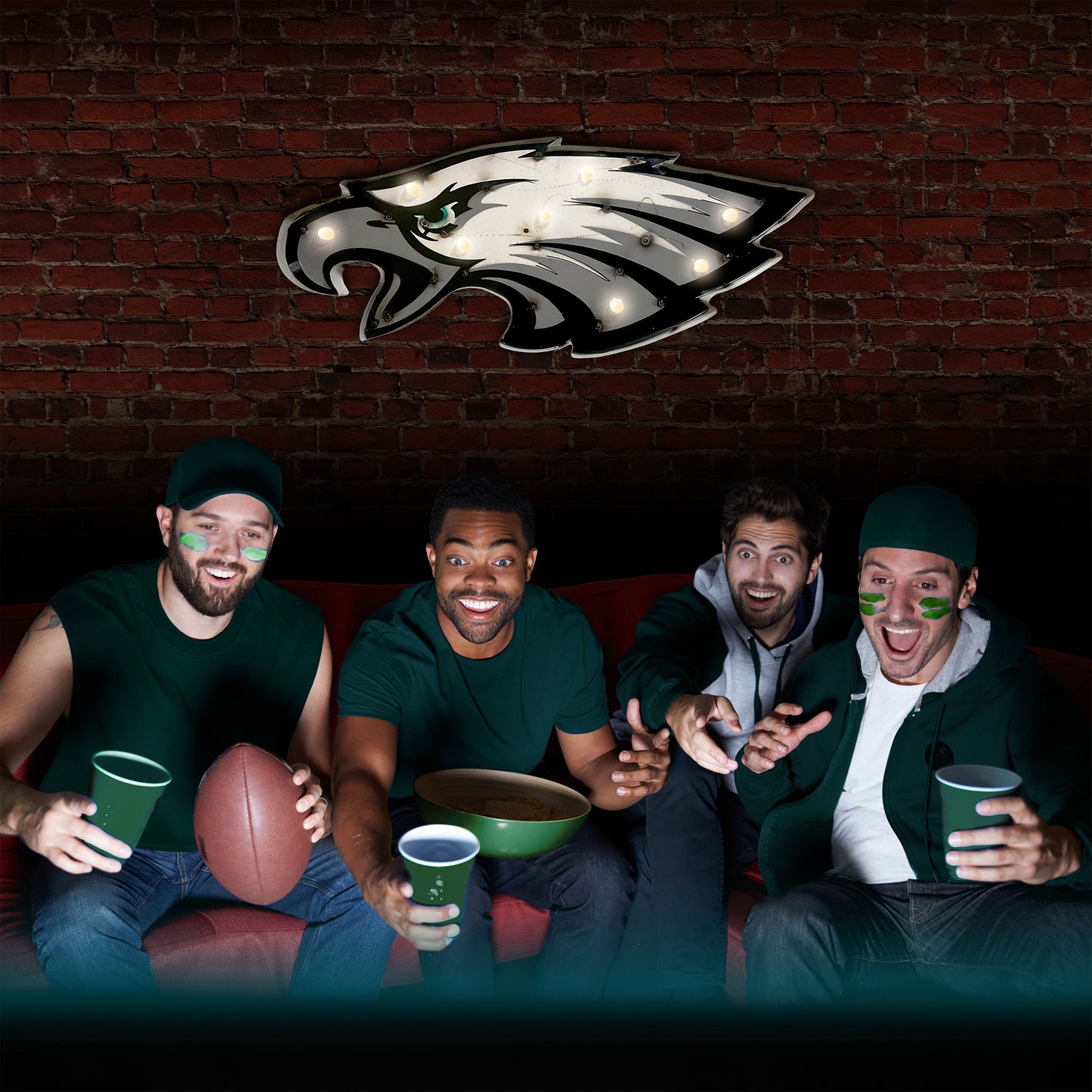 Philadelphia Eagles logo lighted metal man cave sign