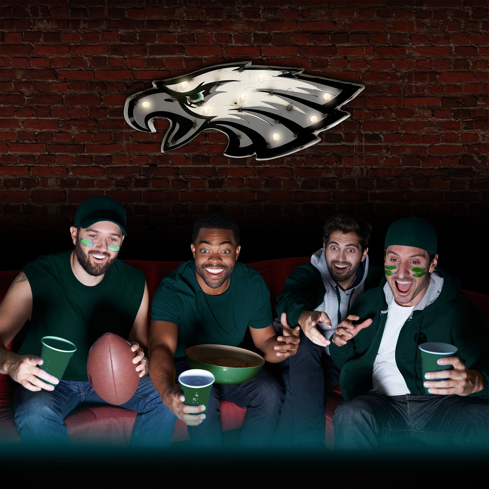 Philadelphia Eagles logo lighted metal man cave sign