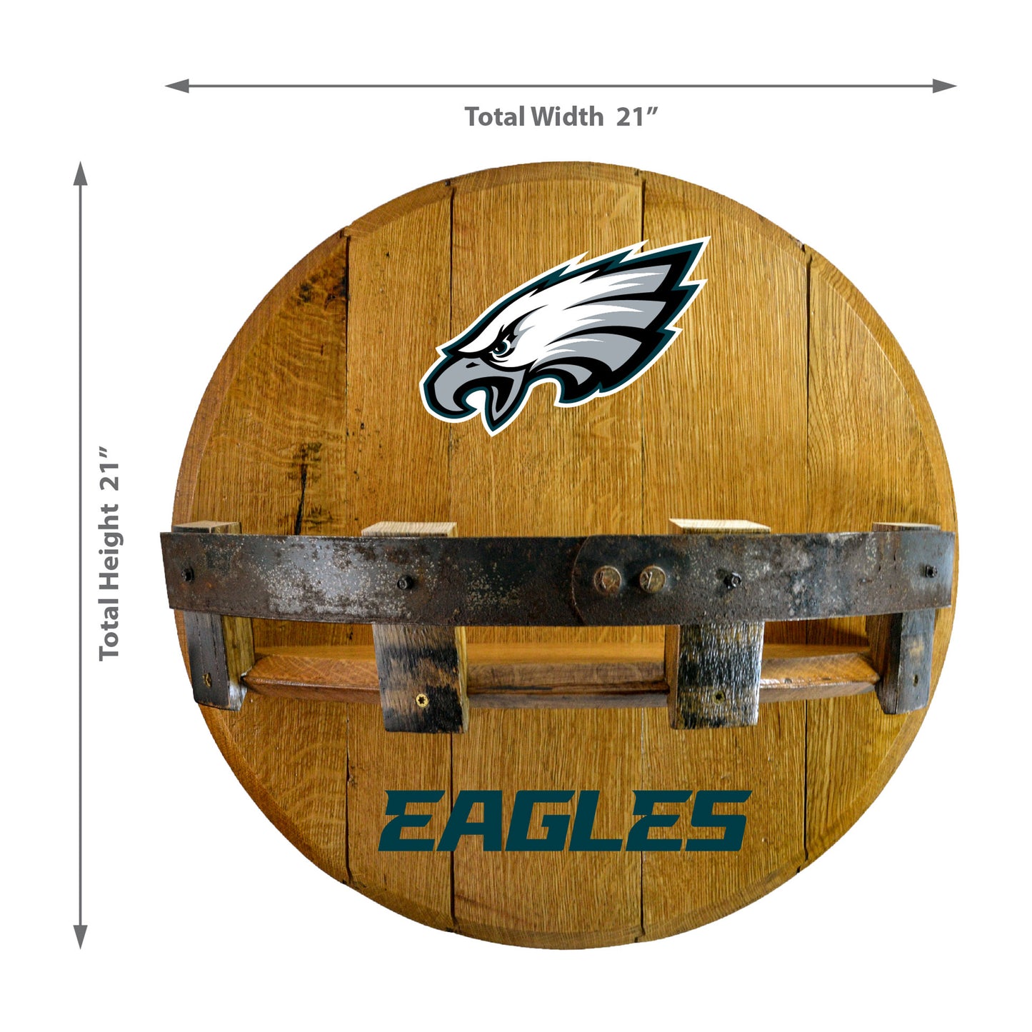 Philadelphia Eagles whiskey barrel shelf dimensions