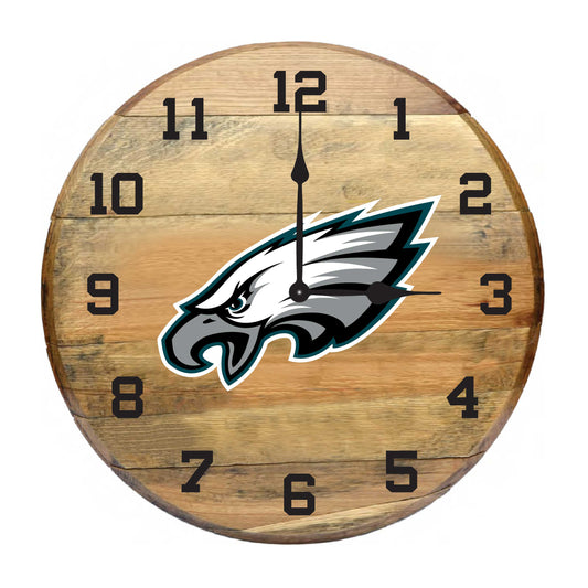 Philadelphia Eagles whiskey barrel wall clock